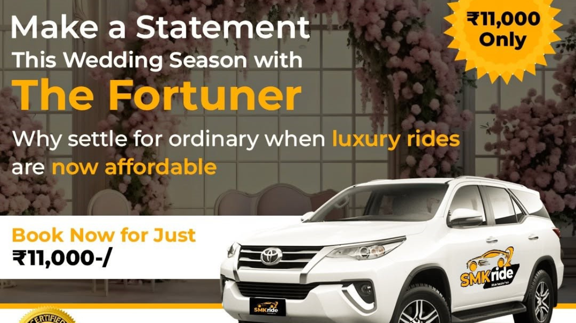 Book a Fortuner on rent for marriage at Just ₹11,000